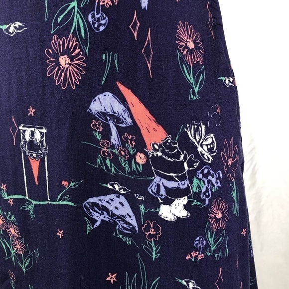 Modcloth sheath dress gnomes mushrooms cottagecore bustier back pockets! XXS - Picture 3 of 12